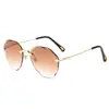 Gafas de Sol Poligonales Transfronterizas para Mujeres con Caras Grandes, Película Marina Douyin, Gafas de Sol sin Montura de Celebridad de Internet, Gafas de Sol sin Montura con Borde Cortado