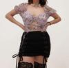 Popular Europeo y Americano Exportación Transfronteriza Sexy Espalda Descubierta Transparente Empalme Malla Sexy Lencería Uniforme Deseo Puro con Aro de Acero