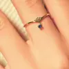 Anillo estilo japonés inteligente con incrustaciones de zircón zafiro para mujer, retro, de lujo ligero, alta calidad, elegante, simple, chapado en oro