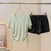 Traje deportivo para mujer, verano, nuevo, para bádminton, seda de hielo, running, fitness, de manga corta, secado rápido, fino, para correr por la mañana, traje de yoga