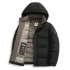 Coleção de inverno 2026: novo estilo business casual para homens de meia-idade e idosos, com capuz removível e forro quente de algodão