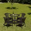 Mesa de Té y Silla de Balcón Silla de Ratán Combinación de Tres Piezas Mesa de Té Cuadrada Silla de Ratán para Patio Ratán para Exterior Mesa y Silla para Exterior