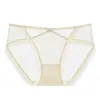 Bragas Transparentes de Malla Transpirable de Seda de Morera con Diseño Hueco de Encaje Sexy, Caída Suave de Satén, Cintura Media