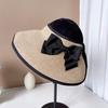 Sombrero de Copa Alargado de Paja Natural Oficial Japonés para Mujer, Sombrero de Sol de Verano para Viajar, Sombrero de Montar Holgado con Lazo