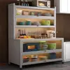 Estante de Almacenamiento de Cocina Aparador en Capas 1200 Piso Multicapa Horno de Microondas Olla Altura Gabinete de Almacenamiento a Prueba de Polvo