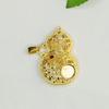 Pingente de Cabaça de Cobre Banhado a Ouro Ai Yu Base Vazia para Pedra de Jade 8mm Pingente de Âmbar Acessórios da Moda Nacional S3110113