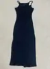 Nuevo Vestido Largo Ajustado de Tirantes Finos con Abertura Estilo Kardashian de Comercio Exterior Transfronterizo, Body Moldeador de Espalda Nadadora para Mujer