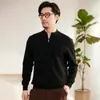 Suéter 100% Cachemir Puro, Nuevo Suéter de Punto Casual Cálido para Hombre Otoño/Invierno con Media Cremallera