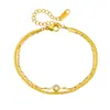 Tobillera de Acero de Titanio Joyería Cadena Hueso de Serpiente Incrustada con Diamantes Oro de 18K Doble Capa de Acero Inoxidable para Mujeres con Sensación de Alta Gama y No se Desvanece