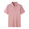 Camiseta de Manga Corta Fina con Cuello de Solapa de Color Sólido para Verano Moda Masculina Camiseta de Seda de Morera para Padre Top Casual para Hombre