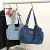 Bolso de estilo coreano, corte relajado con correas ajustables, perfecto para estudiantes, versátil bolsa de lona, de hombro de moda y gran capacidad para ir al trabajo