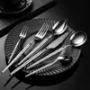 Cubiertos de estilo simple, cuchillo, tenedor y cuchara de acero inoxidable 304 con diseño de espiral, cuchillo y tenedor de bistec franceses, cubiertos de hotel estilo occidental, cuchara y tenedor