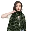 Estilo Bosque Retro Estampado Abstracto Verde Oscuro Bufanda Grande Shawl de Otoño e Invierno para Mujer Comercio Exterior Europeo y Americano Bufanda con Borlas de Terciopelo de Leche
