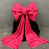 Famoso en Internet Lazo Rojo Terciopelo Multicapa Oversize para Ceremonia de Entrega de Coche, Festival Qixi, Escaparate de Centro Comercial, Decoración de Cumpleaños y Accesorios para Fotos