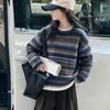 Conjunto Espesso Outono e Inverno para Meninas 2026 Novo Estiloso Moda Meninas Grandes Suéter Listrado Calça de Veludo Cotelê Infantil
