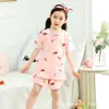 Camisola de menina algodão fino princesa bebê crianças pequenas médias e grandes macacão pijama mãe e filha pai e filho vestido de casa