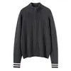 Suéter de cashmere trançado vintage, gola semimangá, com zíper, para mulheres, outono/inverno, 100% cashmere puro, suéter de malha folgado