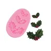 Serie navideña Molde de silicona líquida de hoja navideña, herramienta de modelado de fondant y arcilla blanda