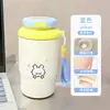 Taza isotérmica de doble boca con estampado de gatito y pez, suave y linda, transfronteriza, con cordón, adecuada para estudiantes, para ir al trabajo y para el coche, portátil y fácil de llevar