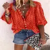 Stock Listo Ropa Europea y Americana Deseo Primavera y Otoño Camisa Top de Manga Larga Estampada de Botonadura Única Holgada con Solapa