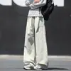 Pantalones casuales rectos de ajuste holgado para Primavera/Otoño 2026, pantalones largos para hombre, pantalones de trabajo de retazos deconstruidos de moda, pantalones anchos de talla grande