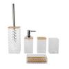 Fabricantes de capa de bambu de diamante de plástico para banheiro, atacado, lavagem de cinco peças, copo de gargarejo para banheiro, conjunto de cinco peças para copo de dente