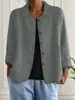 Transfronterizo 2026 Primavera y Otoño Estilo Europeo y Americano Chaqueta de Color Sólido para Mujer Casual Holgada Corta de Algodón y Lino Abrigo para Mujer Venta al por Mayor
