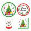 MM028 Año Nuevo Navidad Fiesta de Año Nuevo Fiesta Festiva Pancarta 8 Platos de Papel de 4 Piezas Servilleta de Papel Vaso de Papel
