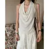 Top de Tirantes de Cuello Alto de Tencel Refrigerante para Mujer, Nuevo Diseño de Verano, Sin Mangas, Negro, Talla Única, Color Albaricoque