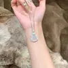 Source de plata Plata de ley S925 nuevo collar de calabaza de calcedonia blanca china cadena para la clavícula con colgante Fu Lu de temperamento de marea nacional para mujer