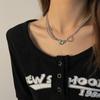 Collar de amor con piedra lunar y diseño de nicho para mujer, ligero, lujoso, estilo hip hop, Spice Girl, lleno de accesorios de diamantes, cadena de clavícula que combina con todo.