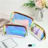 Bolsa de Maquillaje Holográfica Láser, Bolsa de Almacenamiento Transparente de TPU de Gran Capacidad, Neceser Pequeño Multifuncional, Tamaño Pequeño Semicircular