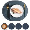 Jogo Americano Redondo de Couro com Padrão de Tecido Estilo Ins Nórdico, Impermeável e à Prova de Óleo, Jogo Americano para Mesa de Jantar, Suporte para Prato, Jogo Americano de Isolamento Térmico, Jogo Americano de Isolamento Térmico para Louças