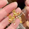 Pendientes de Lazo de Amor de la Edad Dorada Oro Lindos Pendientes de Lazo de Cinta para Mujer Pendientes Regalo