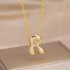 Transfronterizo Globo Caliente Latón Brillante Burbuja Lindo Gordito 26 Inglés Plata Letra Colgante Collar Mujeres