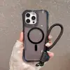Em Estoque, Novo Produto de Comércio Exterior Adequado para Apple iPhone 16Pm, Capa de Celular Transparente Anti-Queda Magnética com Alça de Pulso