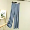 Pantalones Largos de Algodón Modal Finos Versátiles de Volantes Acampanados de Cintura Alta Pierna Ancha para Mujer Sueltos Talla Grande Adelgazantes