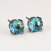 Pendientes de Cristal de Zirconia Blanca Redonda con Garras Cuatro, Explosiones Blancas K Blancas de Shein Transfronterizos para Mujer, 8 mm, Joyería de Oreja Simple de Moda Versátil