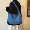 Bolsa de Palha Trançada de Tricô para Férias de Verão na Praia para Mulheres, Nova Bolsa de Ombro Versátil de Grande Capacidade, Bolsa Tote Casual de Nicho