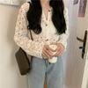 Verano y Otoño Estilo Coreano para Mujer Hueco Algodón Flor Redonda Crochet Camisa Cárdigan Chaleco Encaje Bordado Manga Larga Delgada Top para Viajar