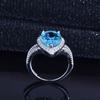 Anillo de Aguamarina Santa María en Forma de Pera de Doble Capa para Dedo Índice de Compromiso Zhenrong AliExpress Transfronterizo Nuevo Europeo y Americano