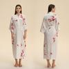 Roupão de Banho Seda Sintética, Pijama de Cetim Tamanho Grande para Mulheres, Roupa de Dormir Longa Fina de Manga Longa para Primavera e Outono, Roupa de Casa, Camisola Estilo Europeu e Americano