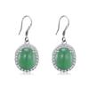 Tmall Aretes de Jaspe de Plata Esterlina S925 Chapada, Aretes de Esmeralda Sintética y Ágata, Aretes Vintage de Zirconia de Diamante Completo para Mujer