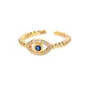 Diseño Simple Ins Moda Trendy Anillo Personalizado Ojo del Diablo Ojo Azul Anillo para Dedo Índice Chapado en Oro