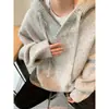 Jaqueta de tricô com capuz estilo americano para homens, suéter tendência de inverno para casais, top versátil casual de alta rua