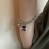Pulseira de urso tridimensional transparente de aço titânio que não desbota feminina verão estilo europeu e americano ins estilo frio hip hop pulseira de menina doce e legal