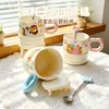 Taza de cerámica de oso suave y linda de dibujos animados para niños, taza para el hogar, taza para leche de desayuno, regalo promocional, recuerdo, vaso de agua