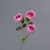 Flor Artificial Rosa de Princesa Real de Tres Cabezas, Flor Falsa para Exhibición de Ventana de Hotel Restaurante, Decoración de Arreglo Floral, Accesorios de Fotografía al por Mayor