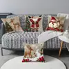 Nueva Funda de Almohada Retro Estampada Tema Navideño Alce Conejo Ambiente Festivo Funda de Cojín Decorativa Stock Listo de Fábrica