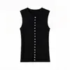 Top de punto de manga corta, cuello redondo, mezcla, de un solo botón, moda casual versátil de moda, más vendido europeo y americano en AliExpress